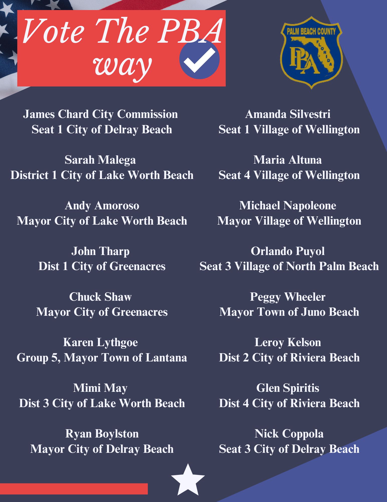 Political endorsements 2024 Palm Beach County PBA